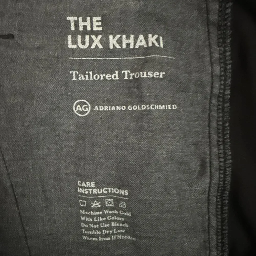 AG Adriano Goldschmied Mens Size 33R The Lux Khaki Tailored Trouser Pants Black